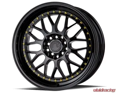 AodHan Wheels AH02 Wheel 17x8 5x100/114.3 35 Gloss Black with Gold Rivet - AH021780510011435GB
