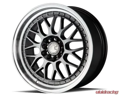 AodHan Wheels AH02 Wheel 17x8 5x100/114.3 35 Hyper Black with Machined Lip - AH021780510011435HB