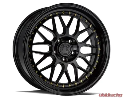 AodHan Wheels AH02 Wheel 18x8.5 5x100 35 Gloss Black with Gold Rivet - AH021885510035GB