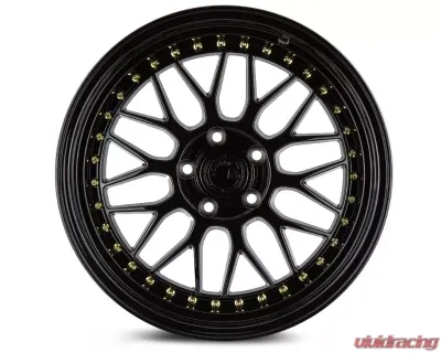 AodHan Wheels AH02 Wheel 18x8.5 5x100 35 Gloss Black with Gold Rivet - AH021885510035GB