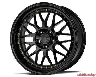 AodHan Wheels AH02 Wheel 18x8.5 5x120 35 Gloss Black with Gold Rivet - AH021885512035GB