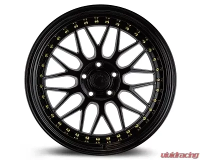 AodHan Wheels AH02 Wheel 19x11 5x114.3 15 Gloss Black with Gold Rivet - AH021911511415GB