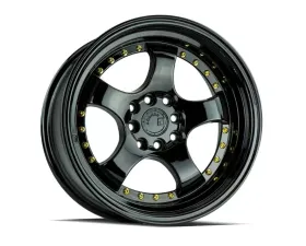 AodHan Wheels AH03 Wheel 15x8 4x100/114.3 20 Full Golss Black with Gold Rivet