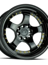 AodHan Wheels AH03 Wheel 15x8 4x100/114.3 20 Full Golss Black with Gold Rivet                                     - AH0315804100114320FB - Image 3