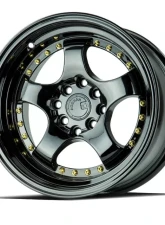 AodHan Wheels AH03 Wheel 15x8 4x100/114.3 20 Full Golss Black with Gold Rivet                                     - AH0315804100114320FB - Image 3