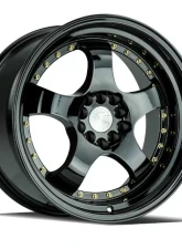AodHan Wheels AH03 Wheel 17x9 5x100/114.3 25 Full Golss Black with Gold Rivet                                     - AH0317905100114325FB - Image 3