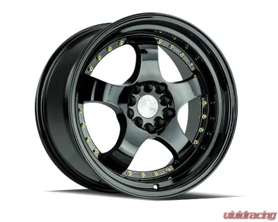 AodHan Wheels AH03 Wheel 17x9 5x100/114.3 25 Full Golss Black with Gold Rivet - AH0317905100114325FB