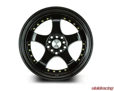 AodHan Wheels AH03 Wheel 17x9 5x100/114.3 25 Full Golss Black with Gold Rivet - AH0317905100114325FB