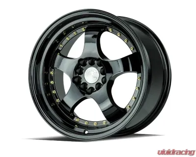 AodHan Wheels AH03 Wheel 17x9 5x100/114.3 25 Full Golss Black with Gold Rivet - AH0317905100114325FB