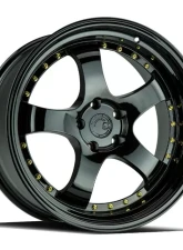 AodHan Wheels AH03 Wheel 19x9.5 5x114.3 22 Full Golss Black with Gold Rivet                                     - AH0319955114322FB - Image 3