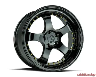 AodHan Wheels AH03 Wheel 19x9.5 5x114.3 22 Full Golss Black with Gold Rivet - AH0319955114322FB