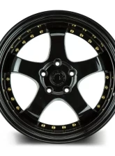 AodHan Wheels AH03 Wheel 19x9.5 5x114.3 22 Full Golss Black with Gold Rivet                                     - AH0319955114322FB - Image 2