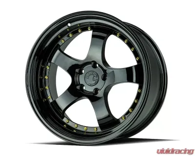 AodHan Wheels AH03 Wheel 19x9.5 5x114.3 22 Full Golss Black with Gold Rivet - AH0319955114322FB