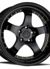 AodHan Wheels AH03 Wheel 18x9.5 5x114.3 30 Full Golss Black with Gold Rivet                                     - AH0318955114330FB - Image 3