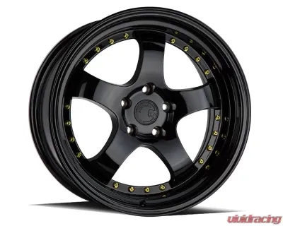AodHan Wheels AH03 Wheel 18x9.5 5x114.3 30 Full Golss Black with Gold Rivet - AH0318955114330FB