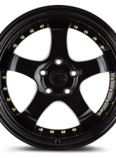 AodHan Wheels AH03 Wheel 18x9.5 5x114.3 30 Full Golss Black with Gold Rivet                                     - AH0318955114330FB - Image 2