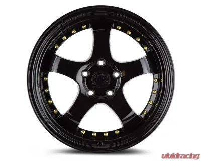 AodHan Wheels AH03 Wheel 18x9.5 5x114.3 30 Full Golss Black with Gold Rivet - AH0318955114330FB