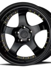 AodHan Wheels AH03 Wheel 18x9.5 5x114.3 30 Full Golss Black with Gold Rivet                                     - AH0318955114330FB - Image 3