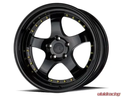 AodHan Wheels AH03 Wheel 18x9.5 5x114.3 30 Full Golss Black with Gold Rivet - AH0318955114330FB