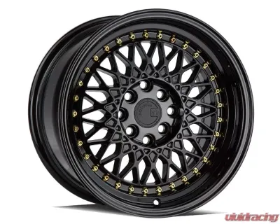 AodHan Wheels AH05 Wheel 16x8 4x100/114.3 15 Full Gloss Black with Gold Rivet - AH0516804100114315FB