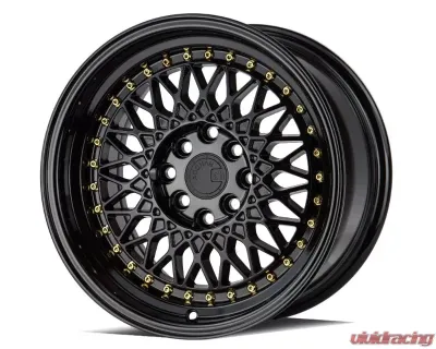 AodHan Wheels AH05 Wheel 16x8 4x100/114.3 15 Full Gloss Black with Gold Rivet - AH0516804100114315FB
