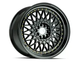 AodHan Wheels AH05 Wheel 17x9 5x100/114.3 25 Full Gloss Black with Gold Rivet