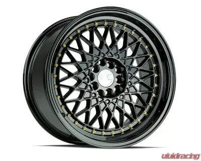 AodHan Wheels AH05 Wheel 17x9 5x100/114.3 25 Full Gloss Black with Gold Rivet - AH0517905100114325FB