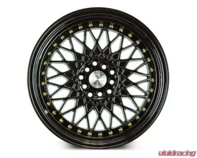 AodHan Wheels AH05 Wheel 17x9 5x100/114.3 25 Full Gloss Black with Gold Rivet - AH0517905100114325FB