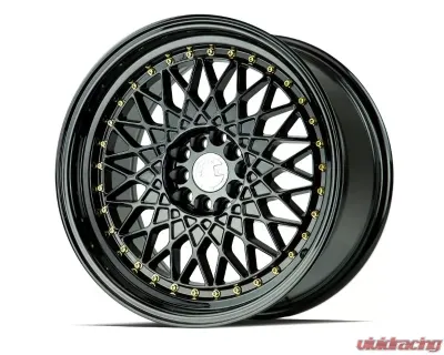 AodHan Wheels AH05 Wheel 17x9 5x100/114.3 25 Full Gloss Black with Gold Rivet - AH0517905100114325FB