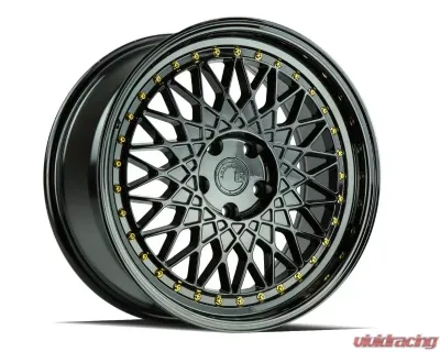 AodHan Wheels AH05 Wheel 18x8.5 5x114.3 35 Full Gloss Black with Gold Rivet - AH0518855114335FB
