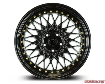 AodHan Wheels AH05 Wheel 18x8.5 5x114.3 35 Full Gloss Black with Gold Rivet - AH0518855114335FB