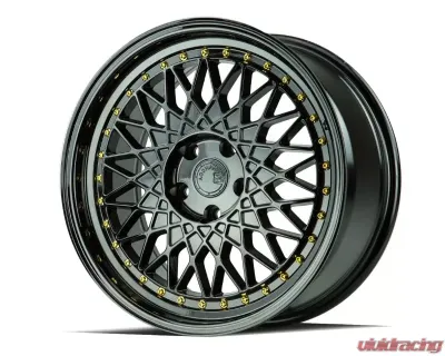 AodHan Wheels AH05 Wheel 18x8.5 5x114.3 35 Full Gloss Black with Gold Rivet - AH0518855114335FB