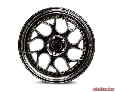 AodHan Wheels DS01 Wheel 19x10.5 5x114.3 22 Black Vacuum with Gold Rivets - DS1191055114322VB