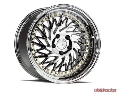AodHan Wheels DS03 Wheel 18x9.5 (Driver Side) 5x100 35 Vacuum Chrome with Gold Rivets - DS31895510035VC_D