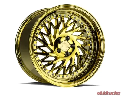 AodHan Wheels DS03 Wheel 18x9.5 (Driver Side) 5x100 35 Gold Vacuum with Chrome Rivets - DS31895510035VG_D