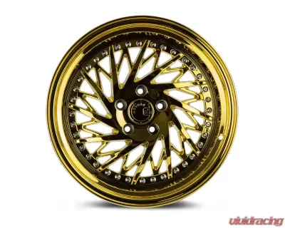 AodHan Wheels DS03 Wheel 18x9.5 (Driver Side) 5x100 35 Gold Vacuum with Chrome Rivets - DS31895510035VG_D