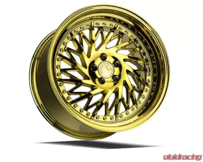AodHan Wheels DS03 Wheel 18x9.5 (Driver Side) 5x100 35 Gold Vacuum with Chrome Rivets - DS31895510035VG_D