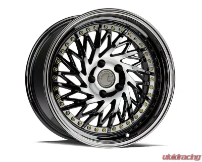 AodHan Wheels DS03 Wheel 18x9.5 (Driver Side) 5x114.3 30 Black Vacuum with Gold Rivets - DS318955114330VB_D