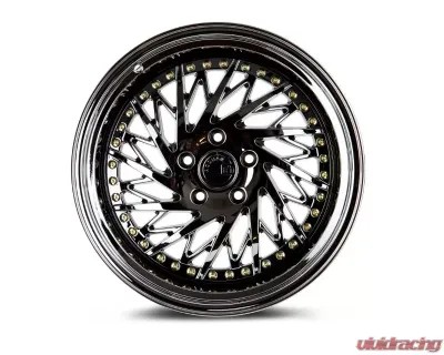 AodHan Wheels DS03 Wheel 18x9.5 (Driver Side) 5x114.3 30 Black Vacuum with Gold Rivets - DS318955114330VB_D