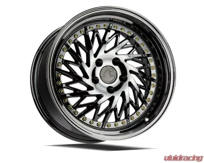 AodHan Wheels DS03 Wheel 18x9.5 (Driver Side) 5x114.3 30 Black Vacuum with Gold Rivets - DS318955114330VB_D