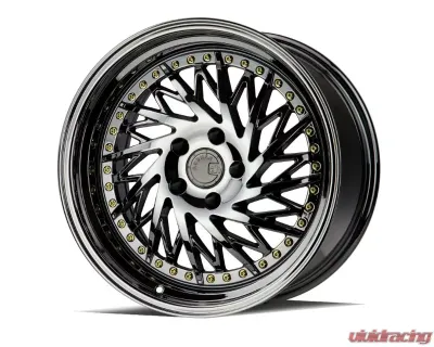 AodHan Wheels DS03 Wheel 18x9.5 (Passenger Side) 5x114.3 30 Black Vacuum with Gold Rivets - DS318955114330VB_P