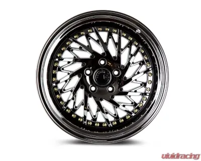 AodHan Wheels DS03 Wheel 18x9.5 (Passenger Side) 5x114.3 30 Black Vacuum with Gold Rivets - DS318955114330VB_P