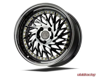 AodHan Wheels DS03 Wheel 18x9.5 (Passenger Side) 5x114.3 30 Black Vacuum with Gold Rivets - DS318955114330VB_P