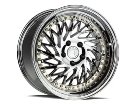 AodHan Wheels DS03 Wheel 18x9.5 (Driver Side) 5x114.3 30 Vacuum Chrome with Gold Rivets