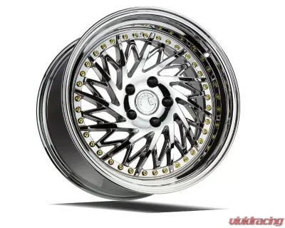 AodHan Wheels DS03 Wheel 18x9.5 (Driver Side) 5x114.3 30 Vacuum Chrome with Gold Rivets - DS318955114330VC_D