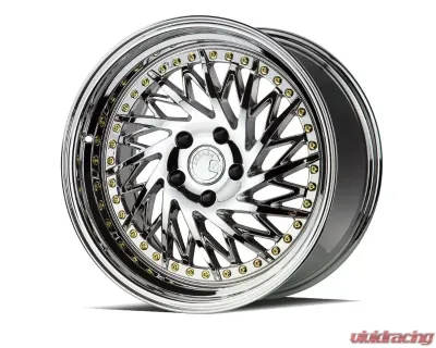 AodHan Wheels DS03 Wheel 18x9.5 (Passenger Side) 5x114.3 30 Vacuum Chrome with Gold Rivets - DS318955114330VC_P
