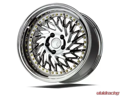 AodHan Wheels DS03 Wheel 18x9.5 (Passenger Side) 5x114.3 30 Vacuum Chrome with Gold Rivets - DS318955114330VC_P
