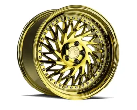 AodHan Wheels DS03 Wheel 18x9.5 (Driver Side) 5x114.3 30 Gold Vacuum with Chrome Rivets