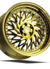 AodHan Wheels DS03 Wheel 18x9.5 (Driver Side) 5x114.3 30 Gold Vacuum with Chrome Rivets                                     - DS318955114330VG_D - Image 3