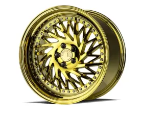 AodHan Wheels DS03 Wheel 18x9.5 (Passenger Side) 5x114.3 30 Gold Vacuum with Chrome Rivets